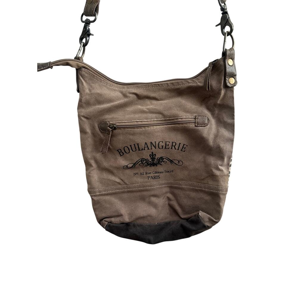 Myra Bag Boulangerie Paris Canvas Crossbody Bag Boho Leather Trim